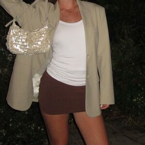 Brown Zara Rusched Mini Skirt